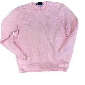 Ralph Lauren Golf Pink Cotton Crewneck Sweater Womens M Preppy Old Money Pony